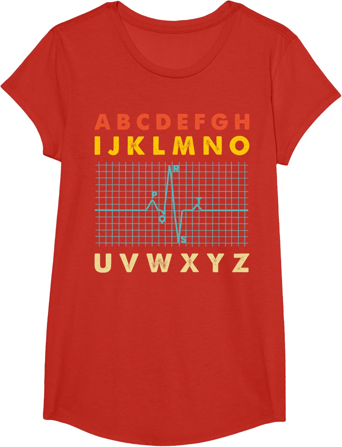 Nurse PQRST ABC's Ekg Strip Alphabet Funny Nurses Jokes T-Shirt - Girls Red