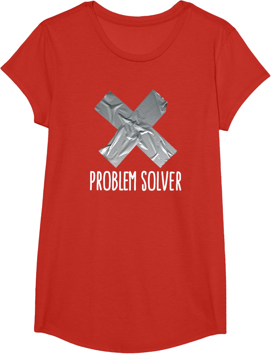 Problem Solver Lazy Husband Funny Duct Tape Fathers Day Gift Tee T-Shirt - Girls Red