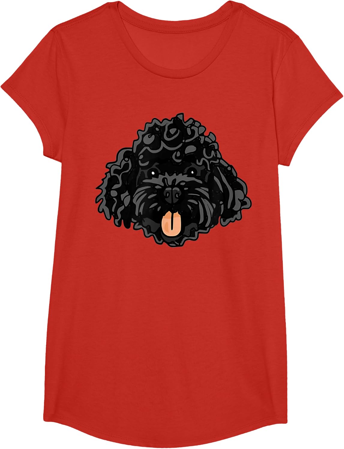 Cute Black Labradoodle Cockapoo T-Shirt - Girls Red