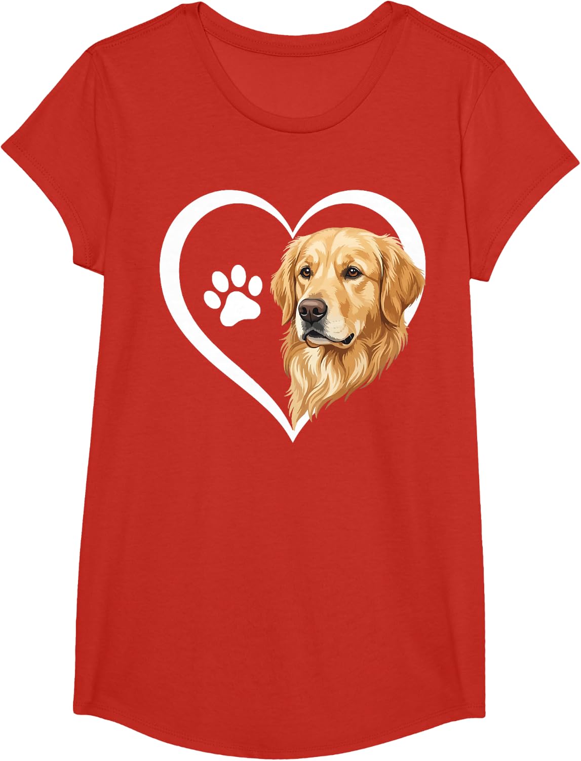 Golden Retriever Heart Tees T Shirts for Women Men Dog Lover Gift - Girls Red