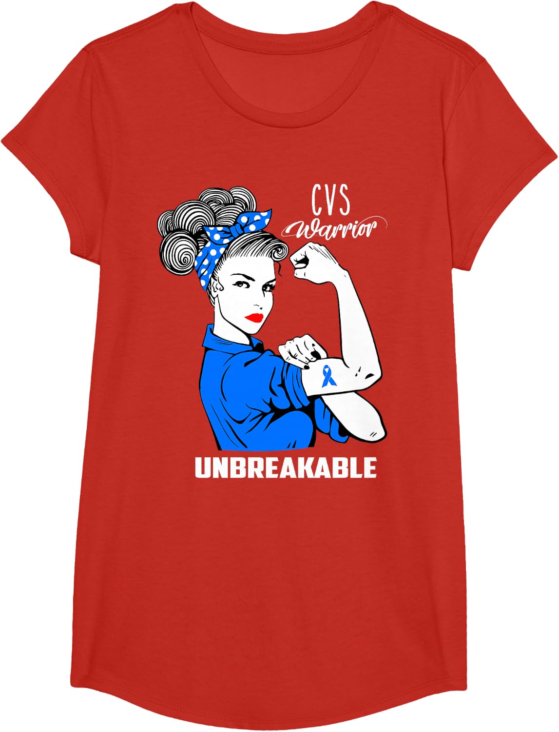 CVS Awareness T-Shirt Unbreakabe Warrior Gift Shirt T-Shirt - Girls Red