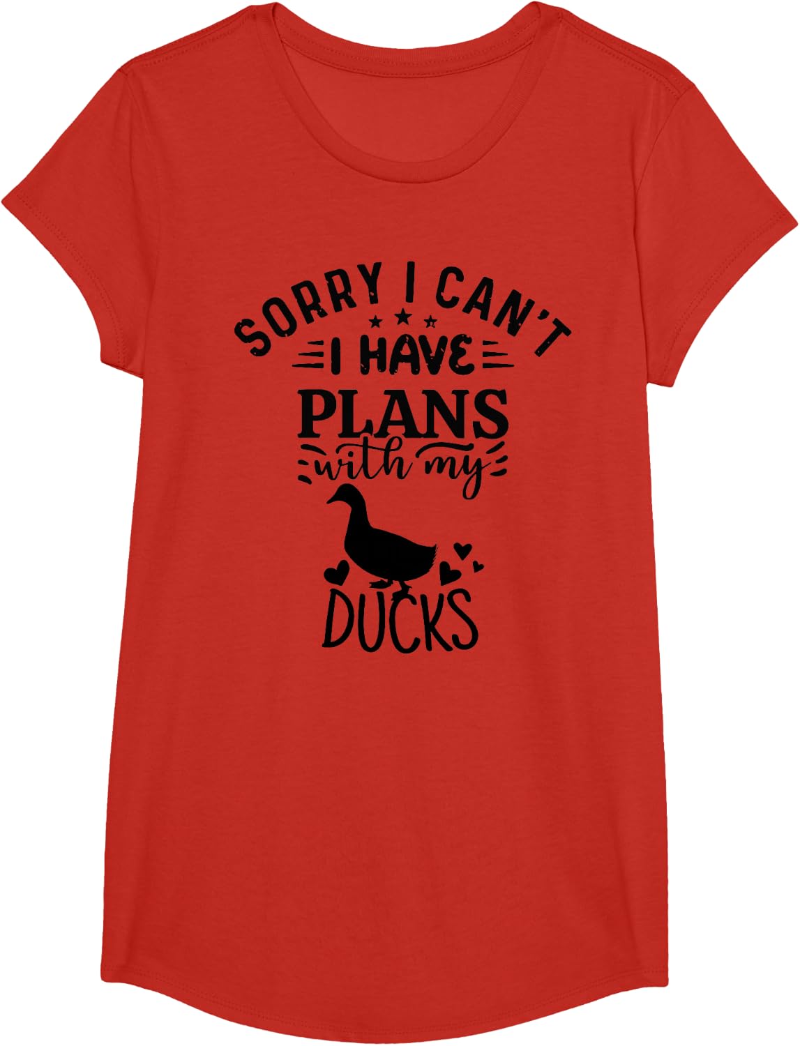 Sorry I Can't I Have Plans With My ducks T-Shirt - Girls Red