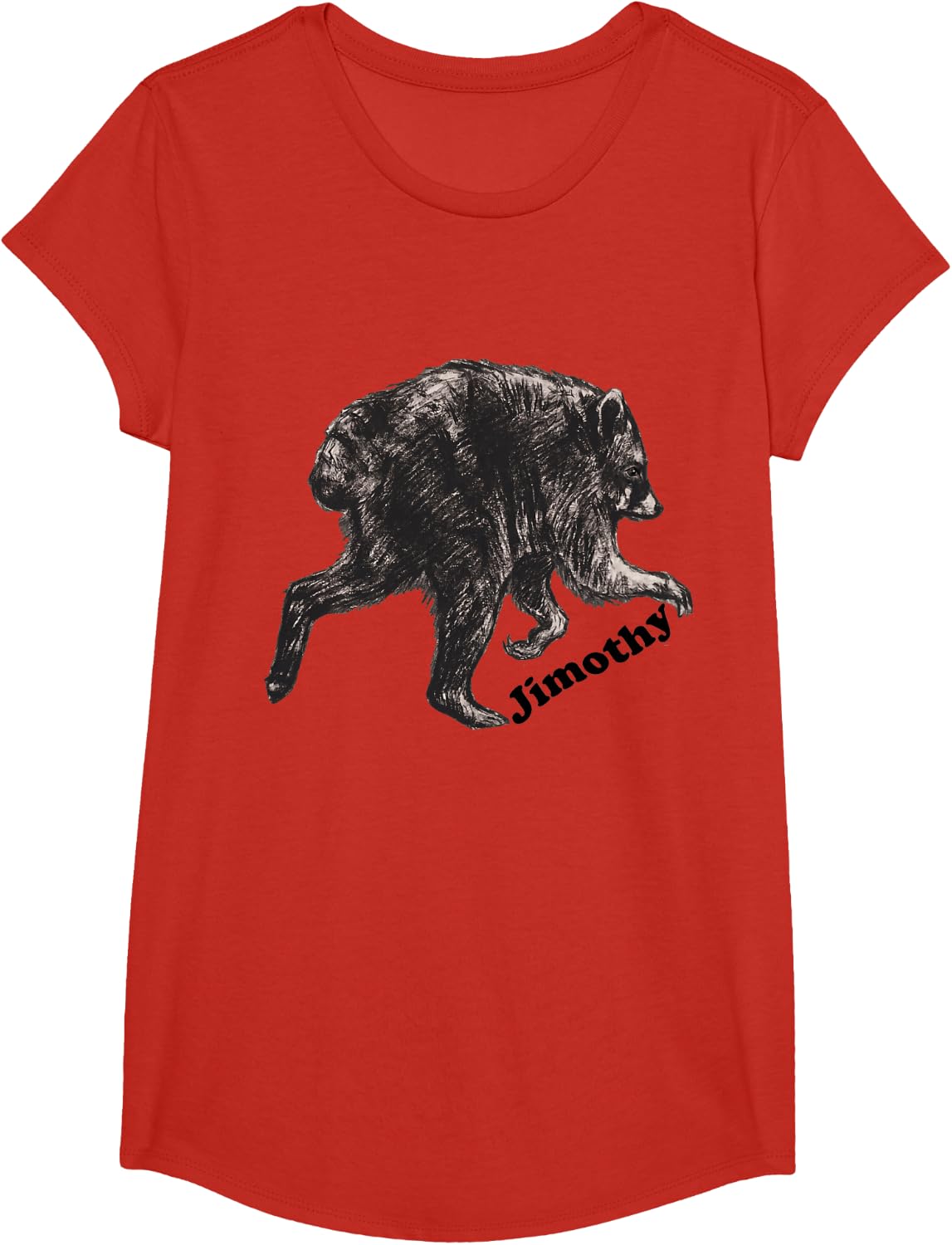 Jimothy Viral Raccoon Design Funny Trash Panda Wildlife T-Shirt - Girls Red