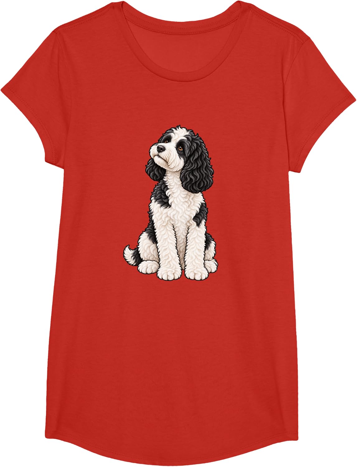 Womens Girl Moms Sitting Black Parti Cockapoo Dog Mama Lover T-Shirt - Girls Red