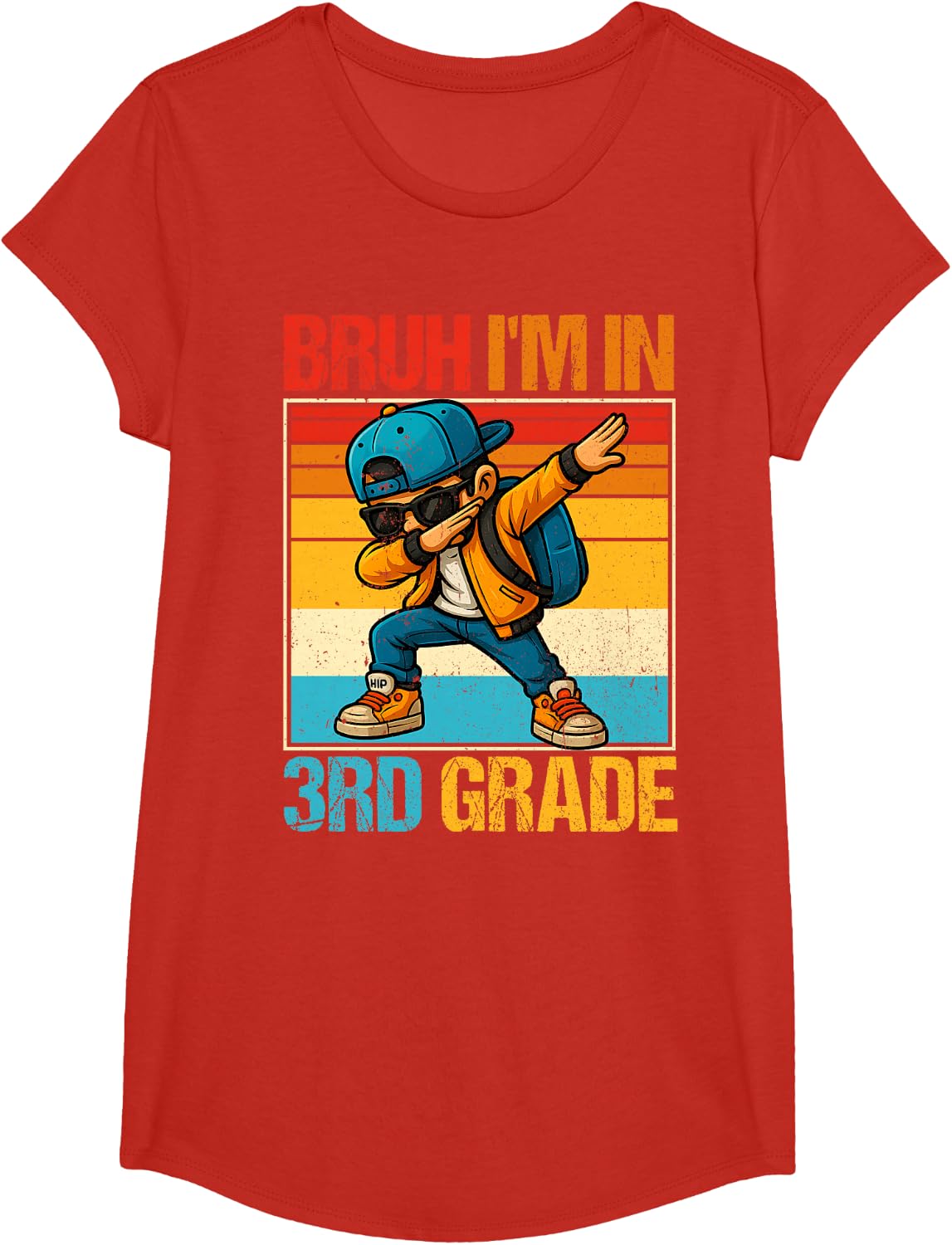 Third Grade Dabbing Boy Bruh I'm In 3rd Grade Student T-Shirt - Girls Red