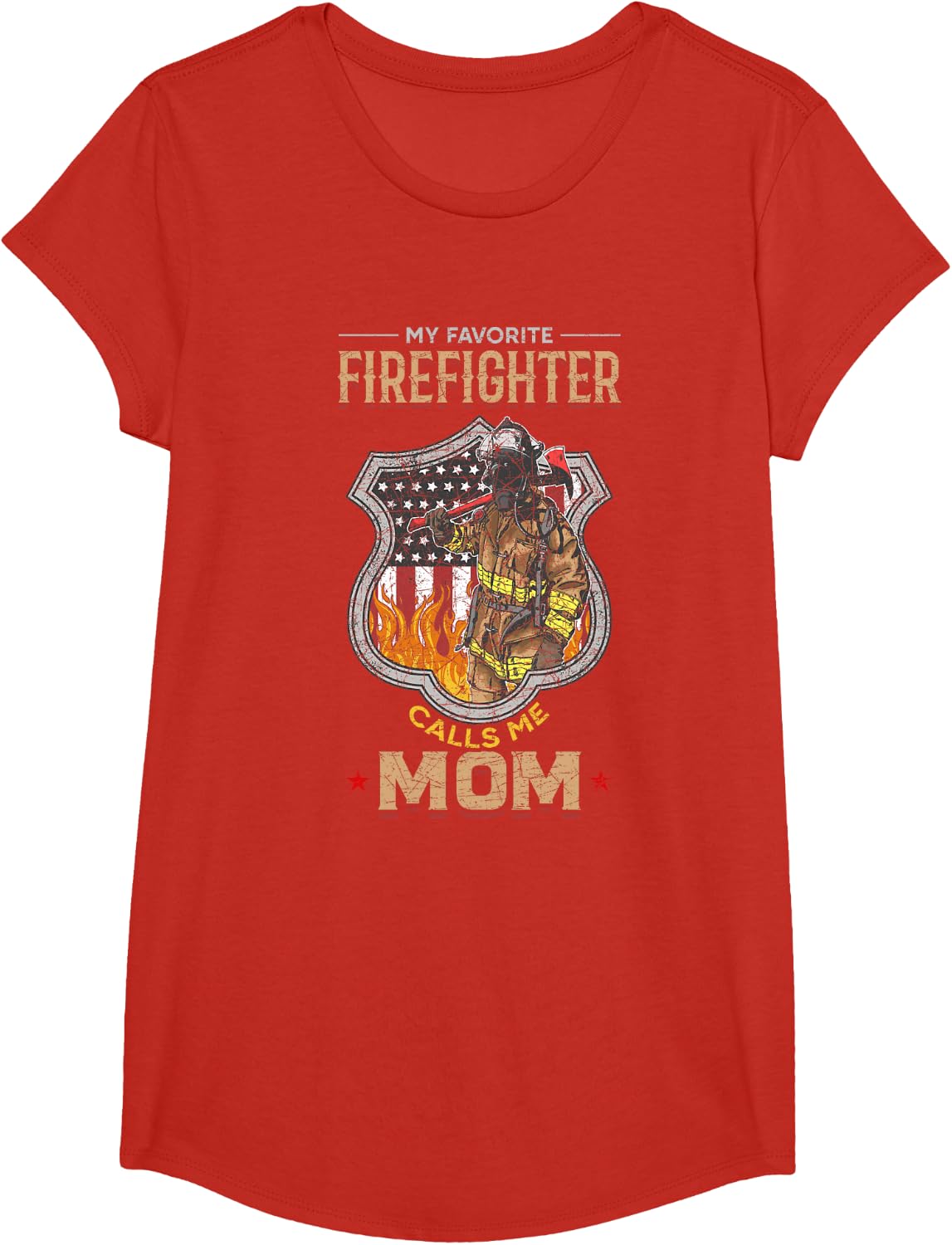 Mothers Day Firefighter Mom Gift Idea Fire Fighter T-Shirt - Girls Red