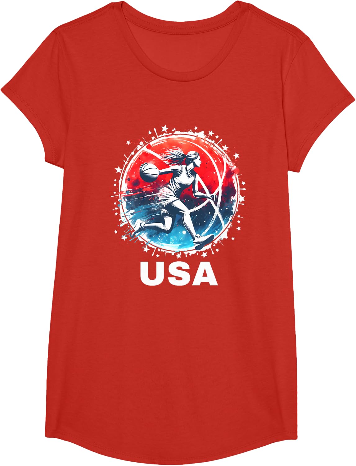 Womens Basketball Team Basketball Apparel USA Team T-Shirt - Girls Red