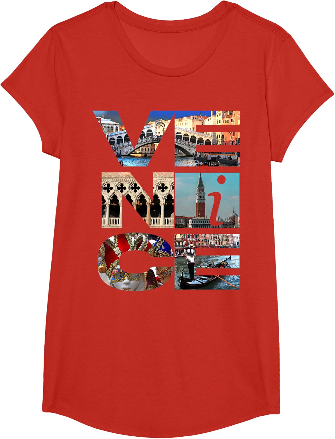 Venice, trip to Italy, Rialto Bridge, Grand Canal, gondola T-Shirt - Girls Red
