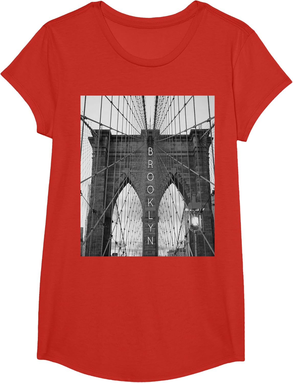 New York City Brooklyn Bridge T-Shirt Small - Girls Red
