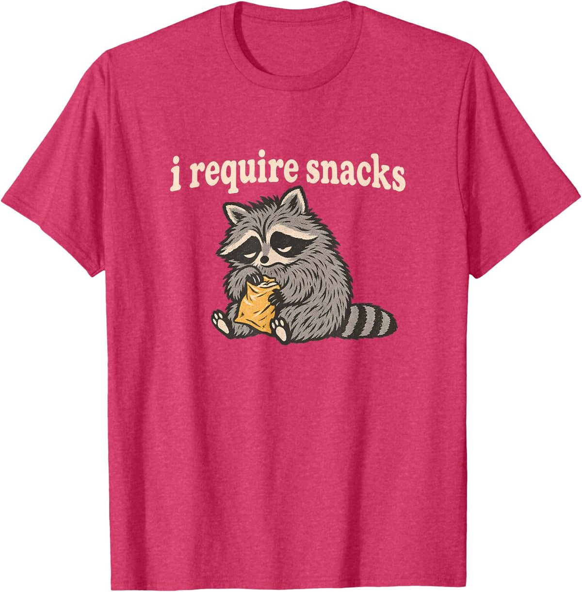 I Require Snacks Raccoon Funny Meme Snack Lover Trash Panda T-Shirt - Red Heather