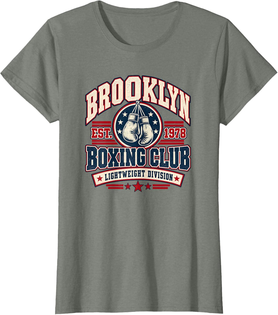 Vintage Style Brooklyn Boxing 1978 T-Shirt - Olive Heather