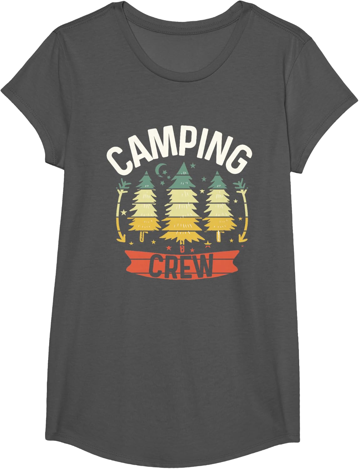 Camping Crew Shirt For Family Camping Trip Matching Camper T-Shirt - Girls Asphalt Grey