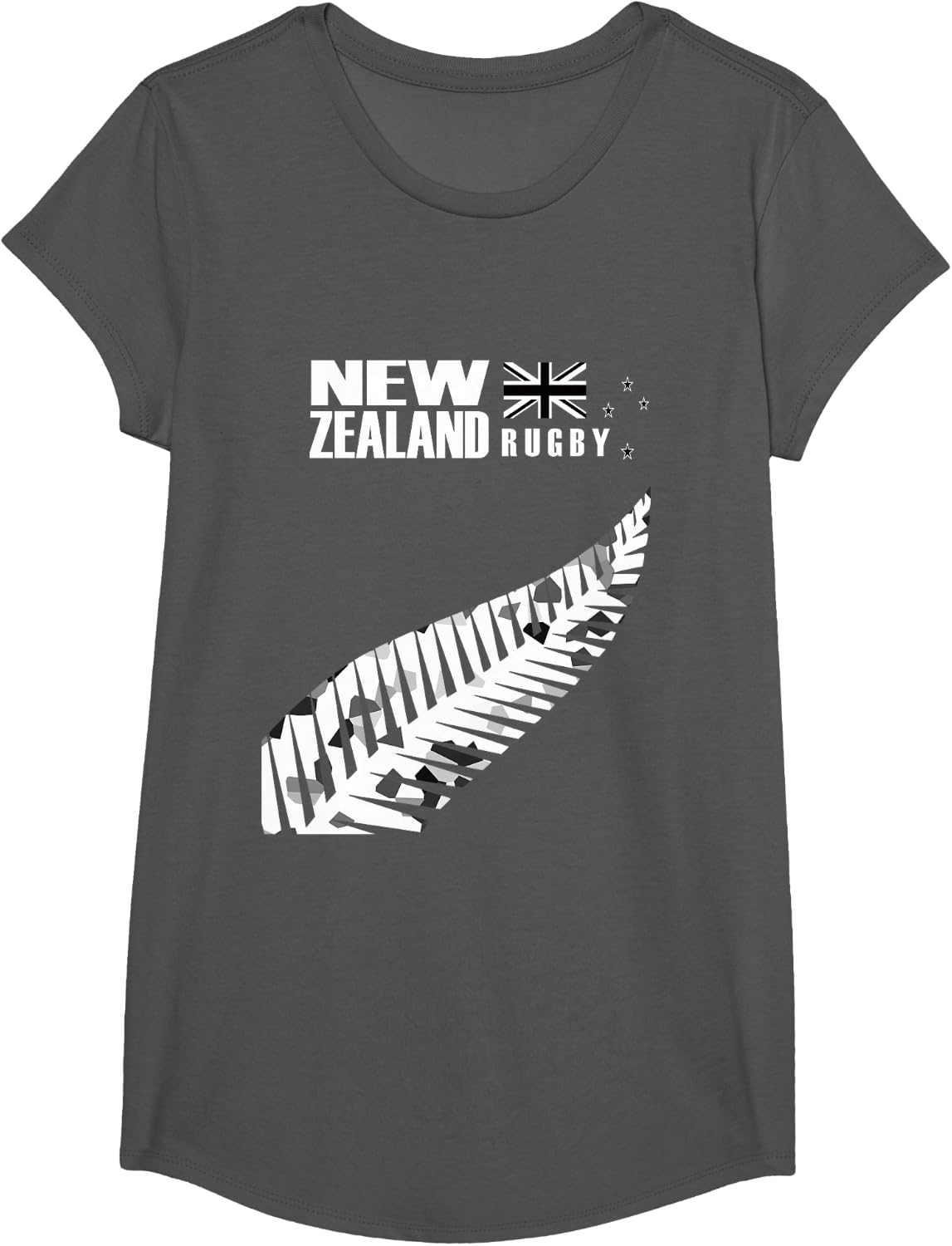 New Zealand Rugby Fan T-Shirt Haka T-Shirt T-Shirt - Girls Asphalt Grey