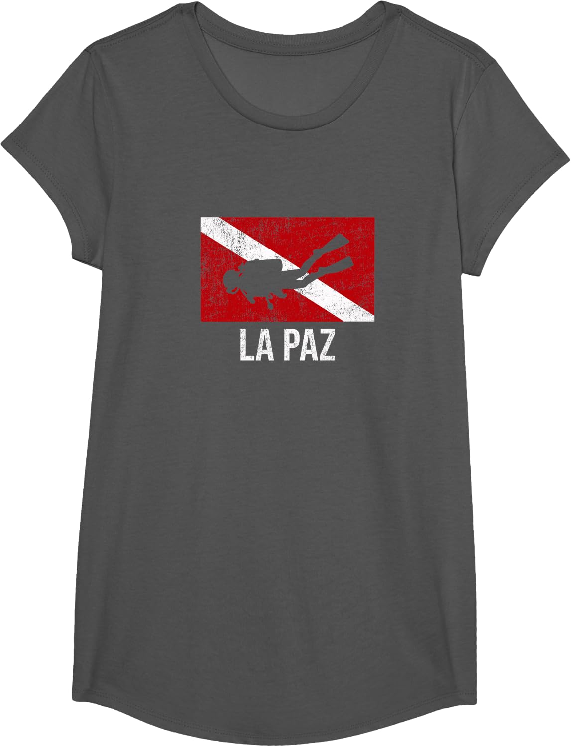 La Paz Scuba Diving Diver Dive Flag Gift T-Shirt - Girls Asphalt Grey