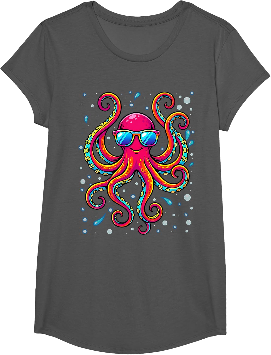 Octopus Octopoda Squid Sea Love Cute Octopus T-Shirt - Girls Asphalt Grey