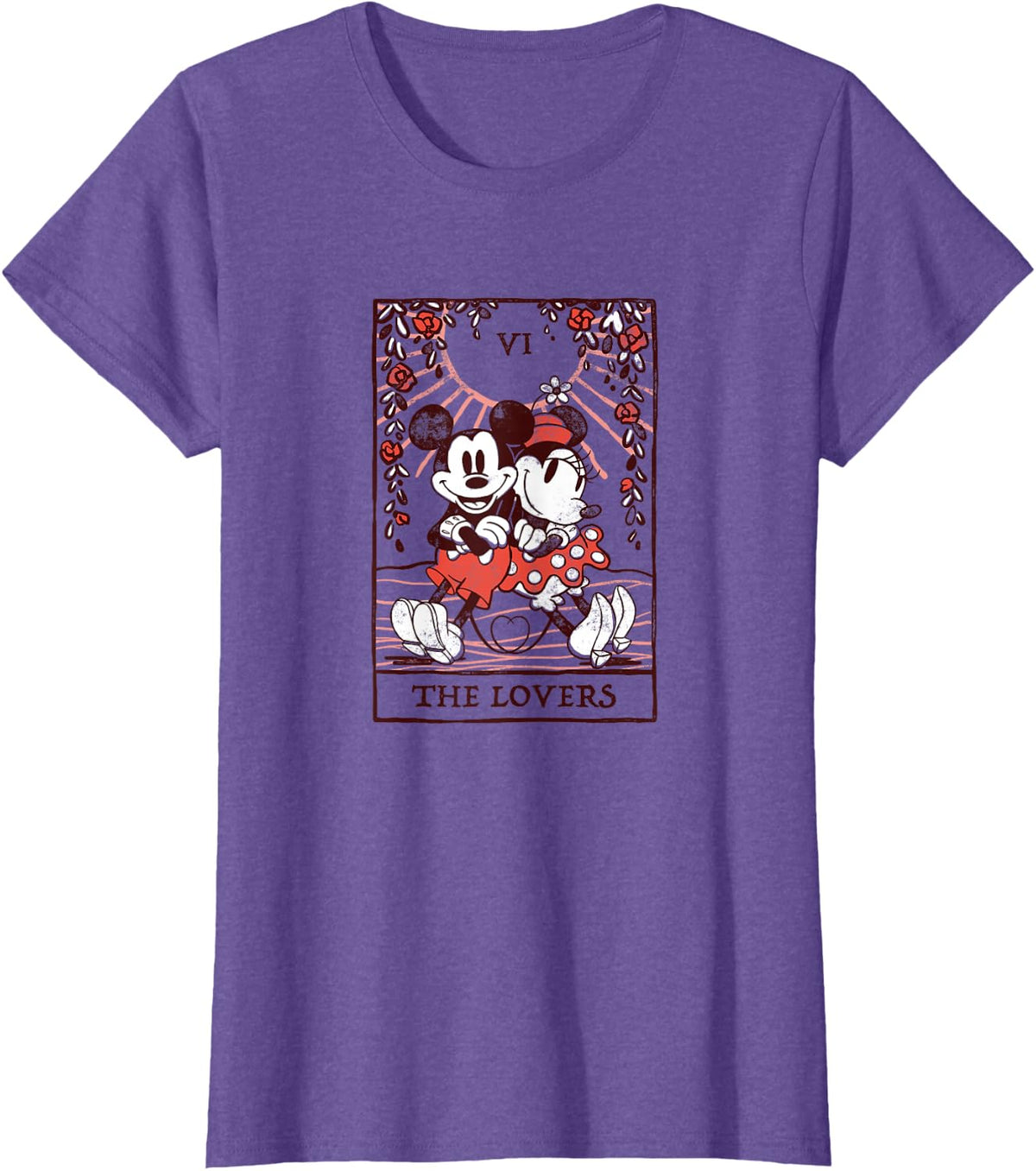 Disney Mickey and Friends Valentine's Day The Lovers Card T-Shirt - Purple Heather