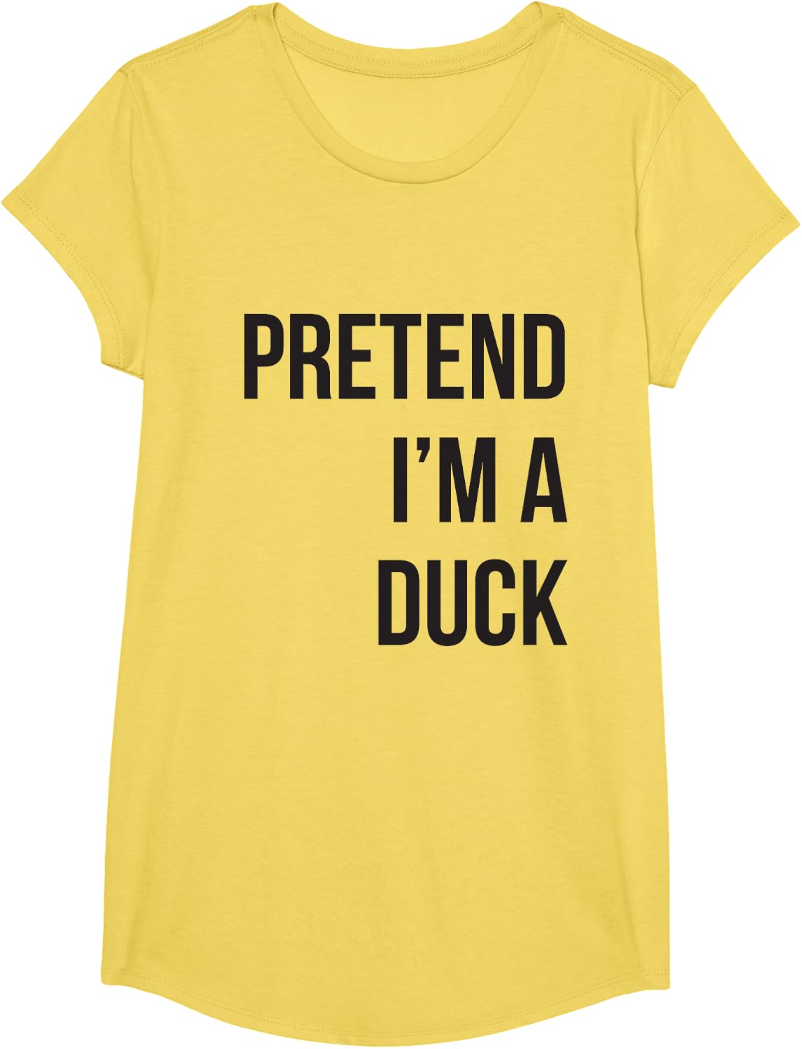 Pretend I'm A Duck Funny Costume Lazy Halloween Christmas T-Shirt - Girls Lemon Yellow