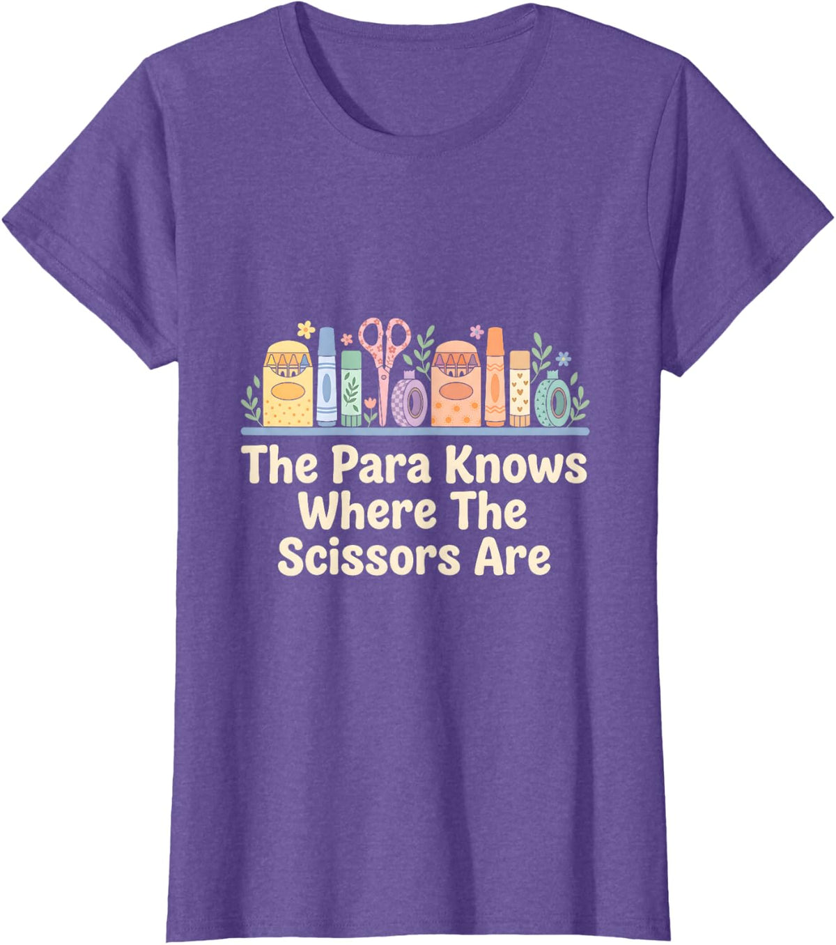 Paraprofessional Scissors School aide Educator T-Shirt - Purple Heather