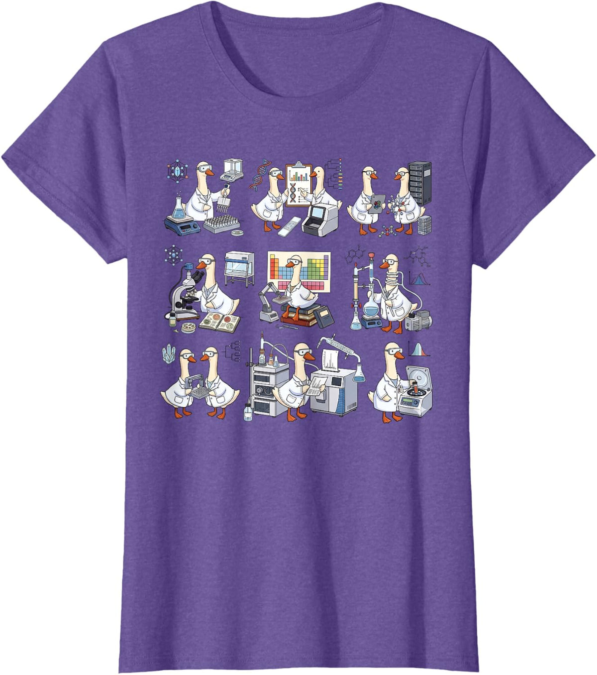 Funny Science Goose Chemistry Lab Coat Periodic Table Goose T-Shirt - Purple Heather