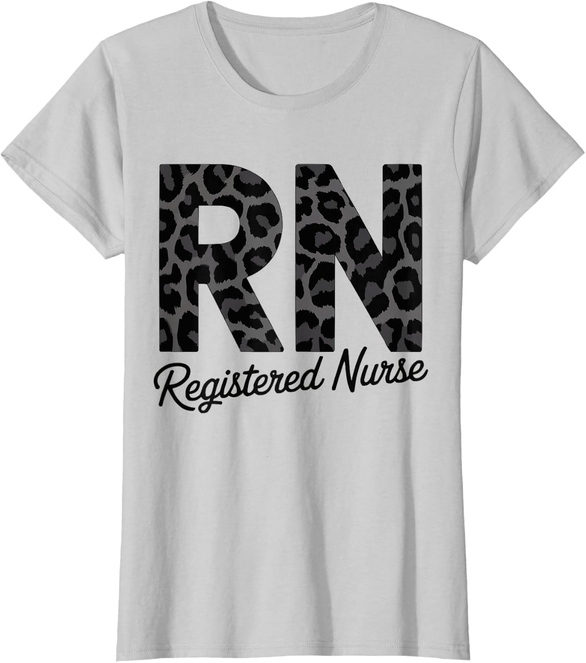 Registered Nurse RN Nurses Leopard Nursing School T-Shirt - Silver Grey
