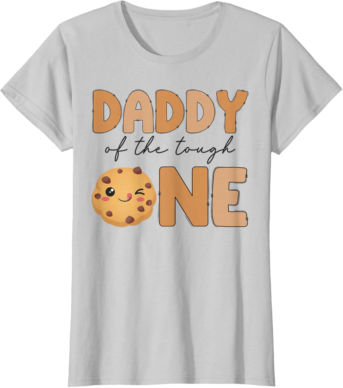 Daddy of The Tough One Cookies and Milk 1st Birthday Boy T-Shirt - Silver Grey