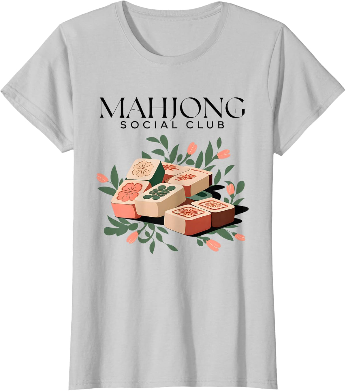 Womens Playing Mahjong Social Club Girls Funny Game T-Shirt - Silver Grey