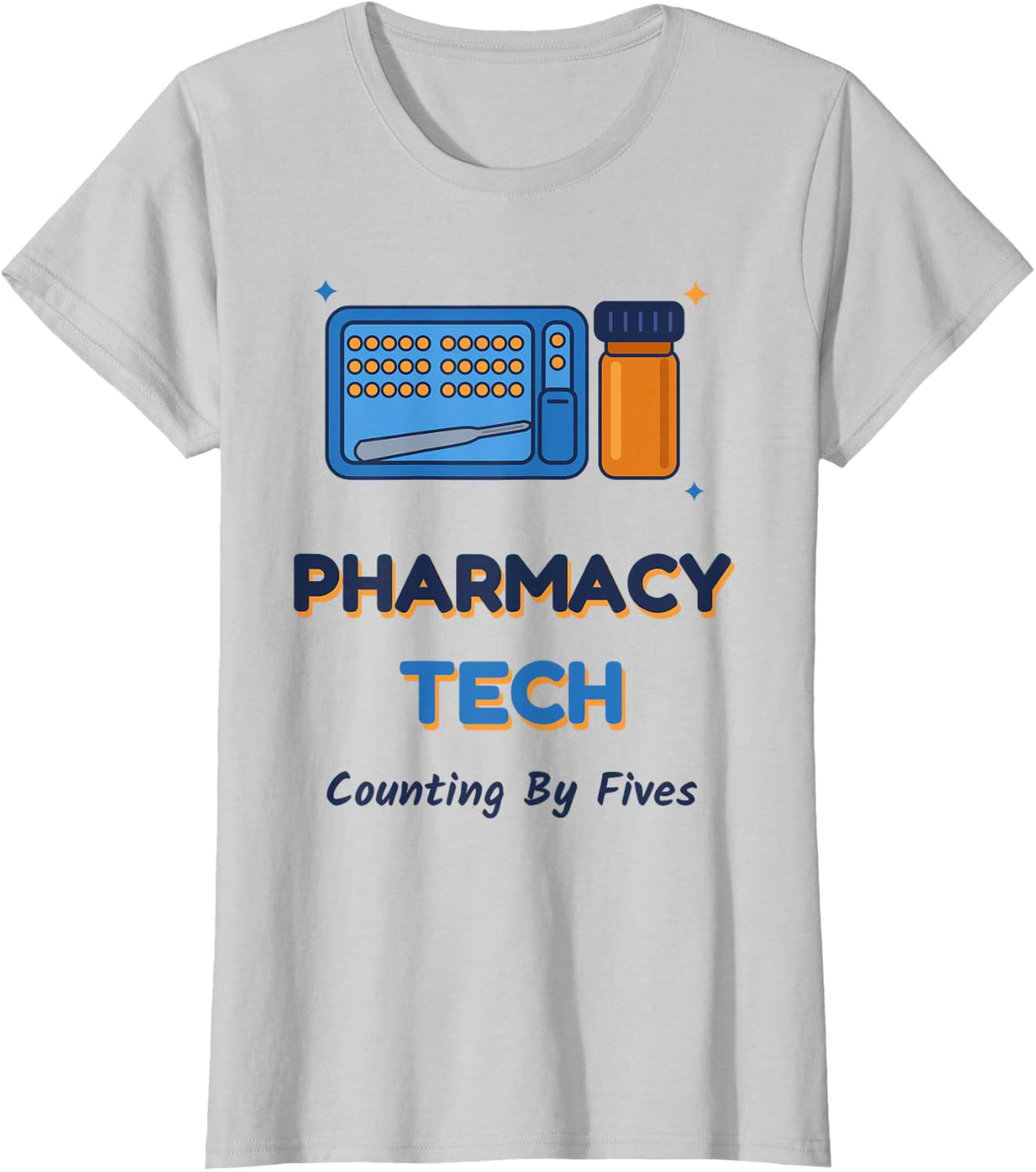 Pharmacy Tech Counting By Fives Technician Gifts Women Men T-Shirt - Silver Grey