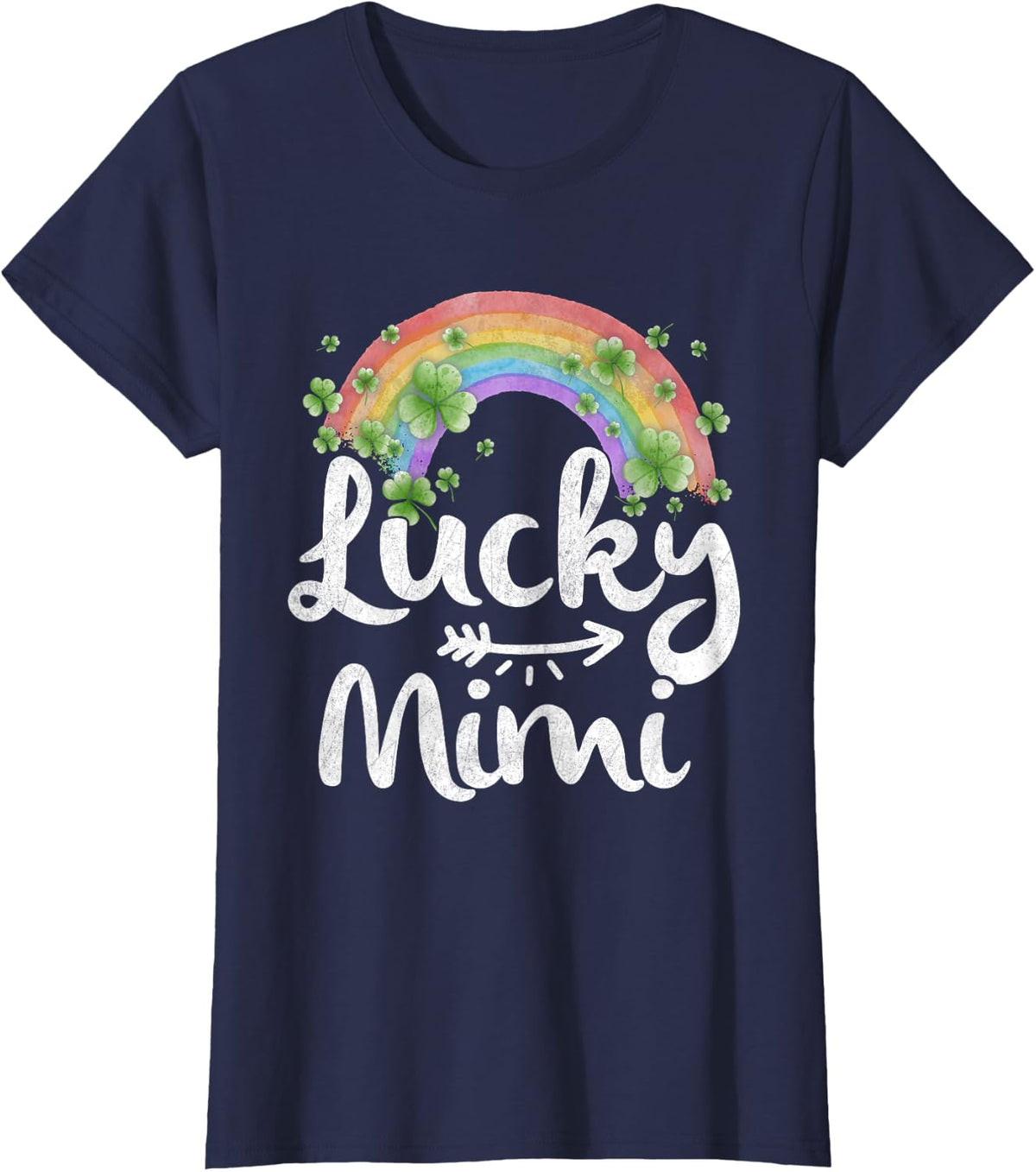 Lucky Mimi Rainbow Irish Saint Patricks Day Shamrock Women T-Shirt - Navy Blue