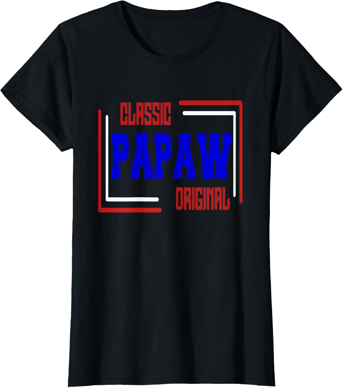 Classic Original Retro Fathers Day Patriotic PAPAW T-Shirt - Black