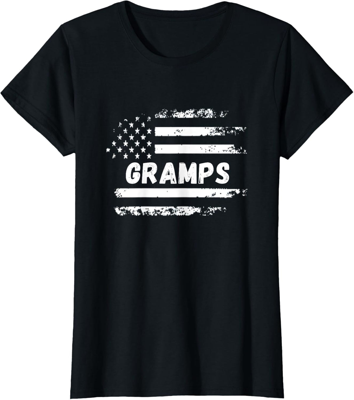 Patritoic Retro Distressed American Flag GRAMPS T-Shirt - Black