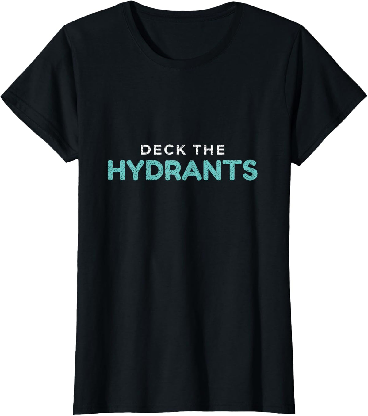 Deck The Hydrants Firefighter Christmas Firehouse T-Shirt - Black