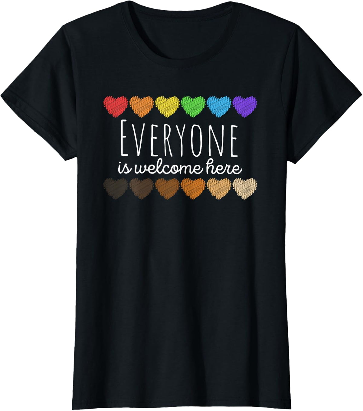 Everyone is Welcome here Funny Trans Gay LGBTQ Apparel T-Shirt - Black