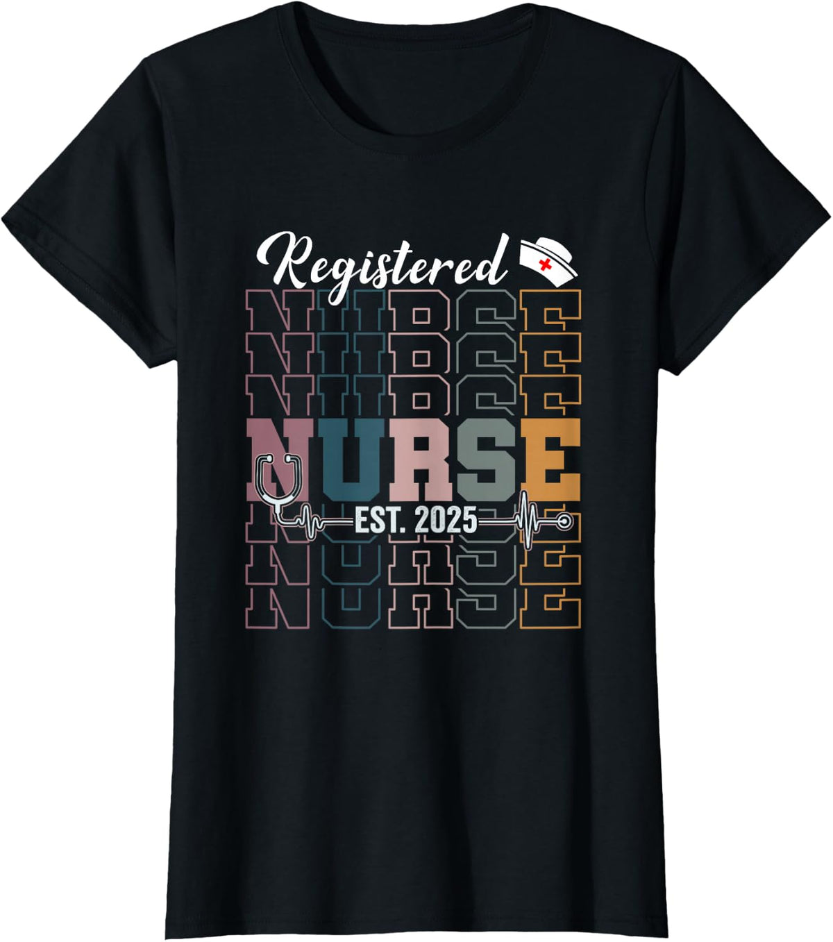 Registered Nurse Est 2025 RN Nursing School Graduation T-Shirt - Black