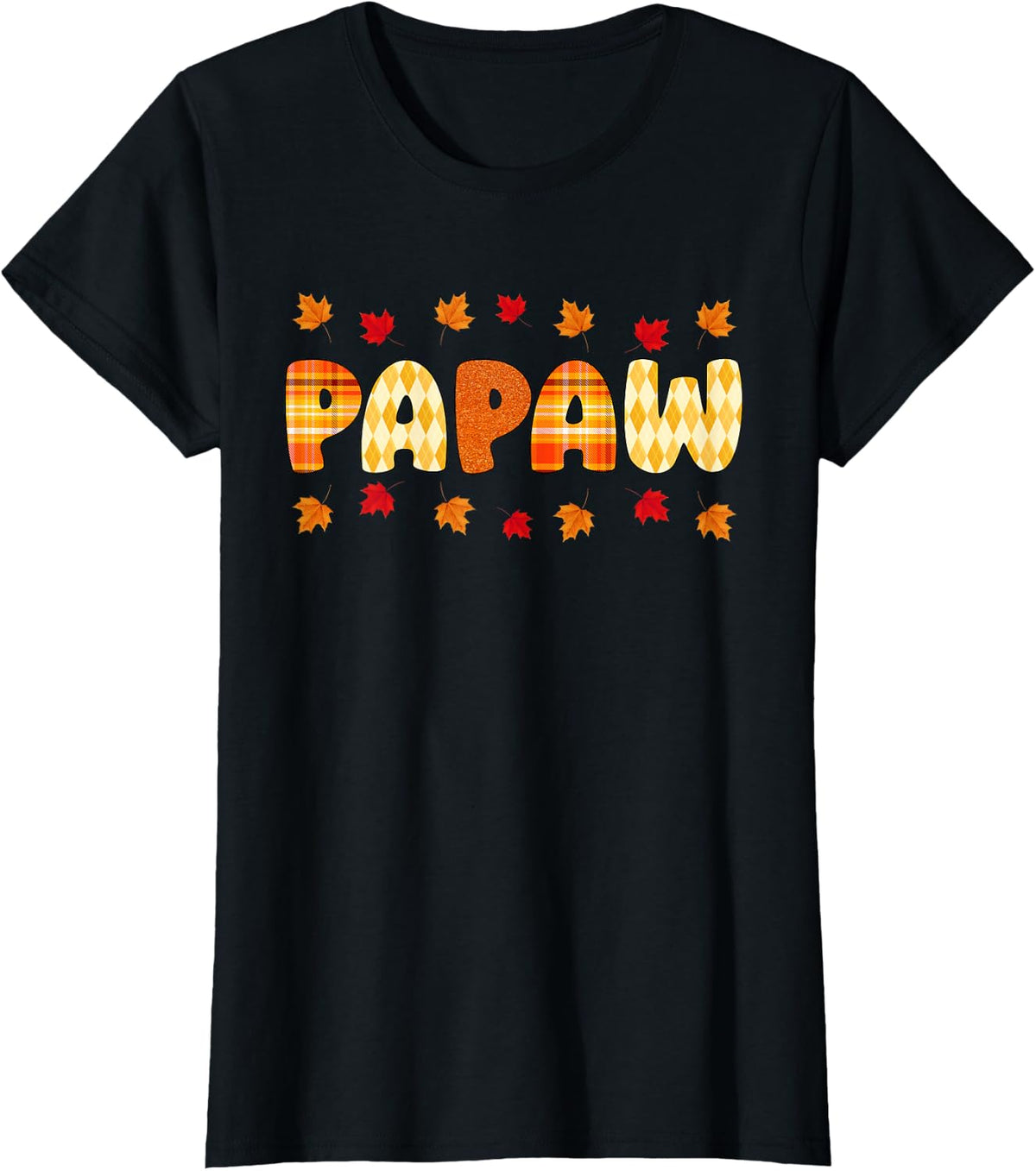 Papaw Fall Autumn Thanksgiving Family Matching T-Shirt - Black