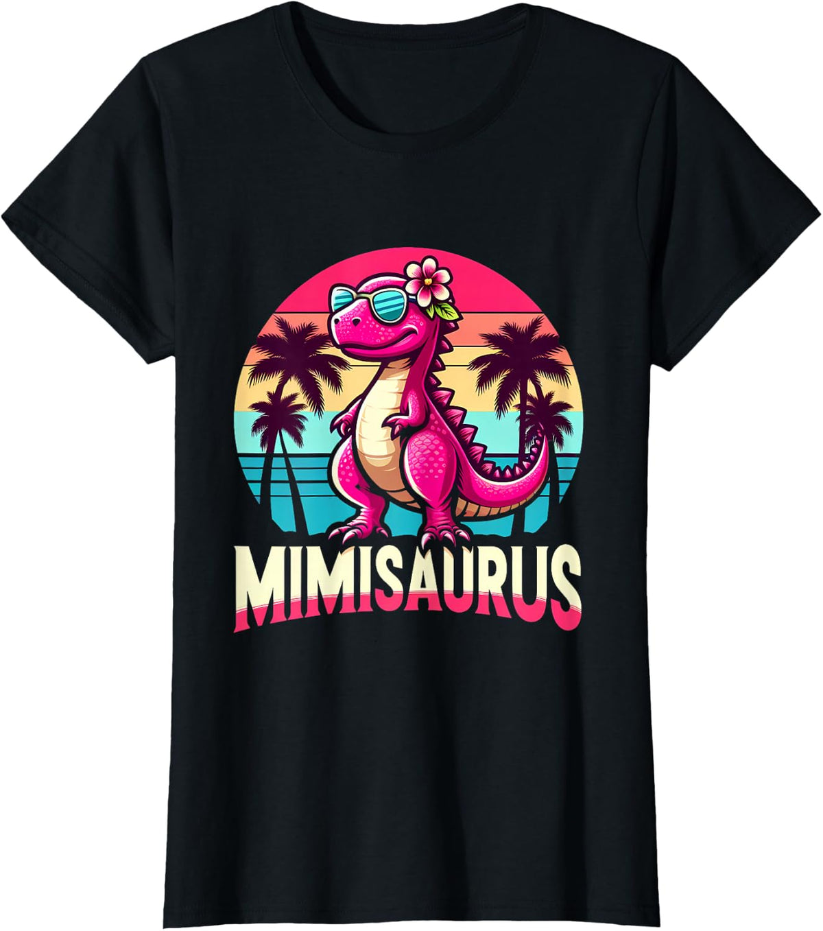 Mimisaurus Mimi Grandma Saurus Women Dinosaur Matching T-Shirt - Black
