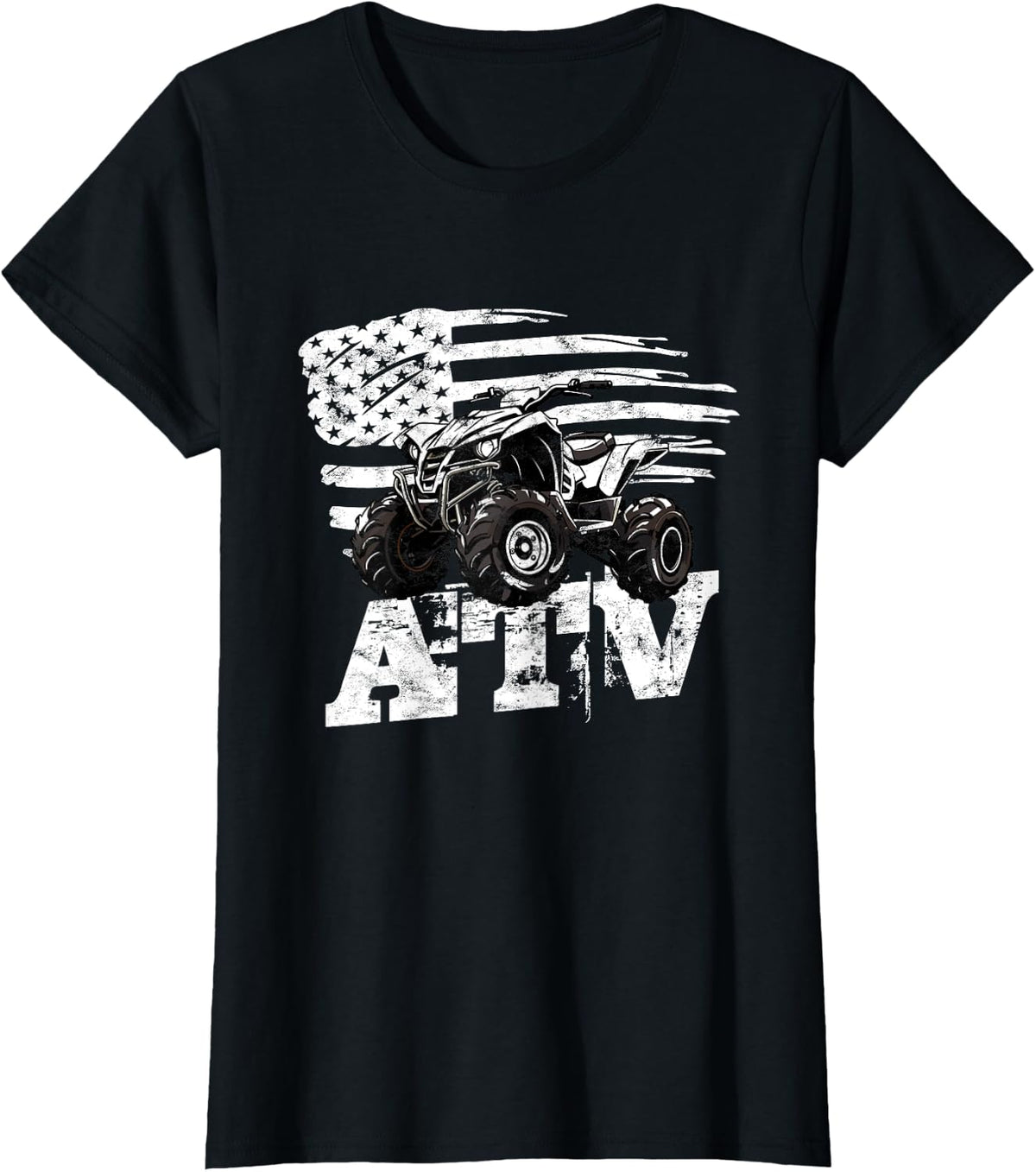 ATV Riding ATV Racing USA Flag ATV T-Shirt - Black