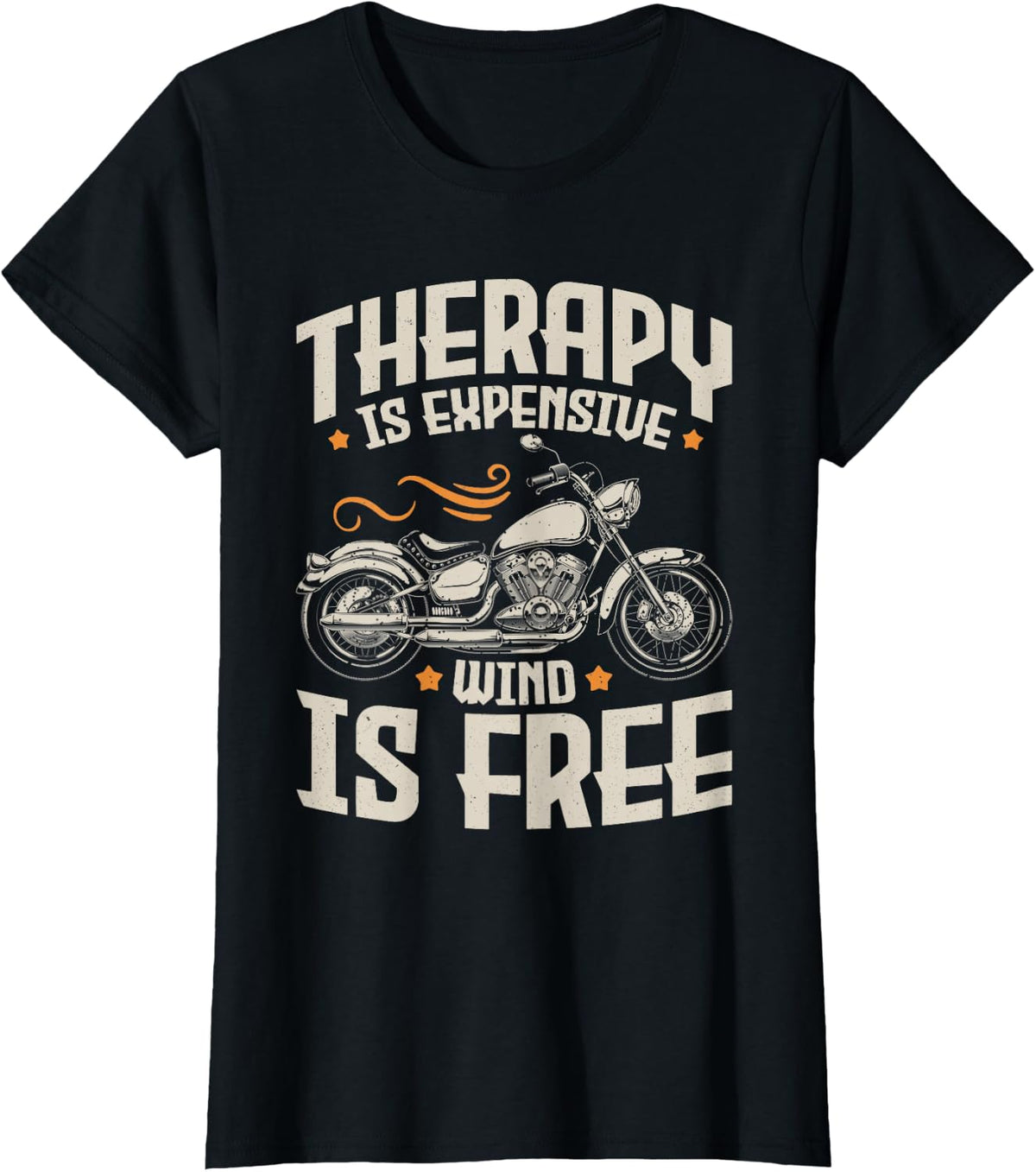 Cool Motorcycle Rider Men Therapy Motorcycle Lovers Biker T-Shirt - Black