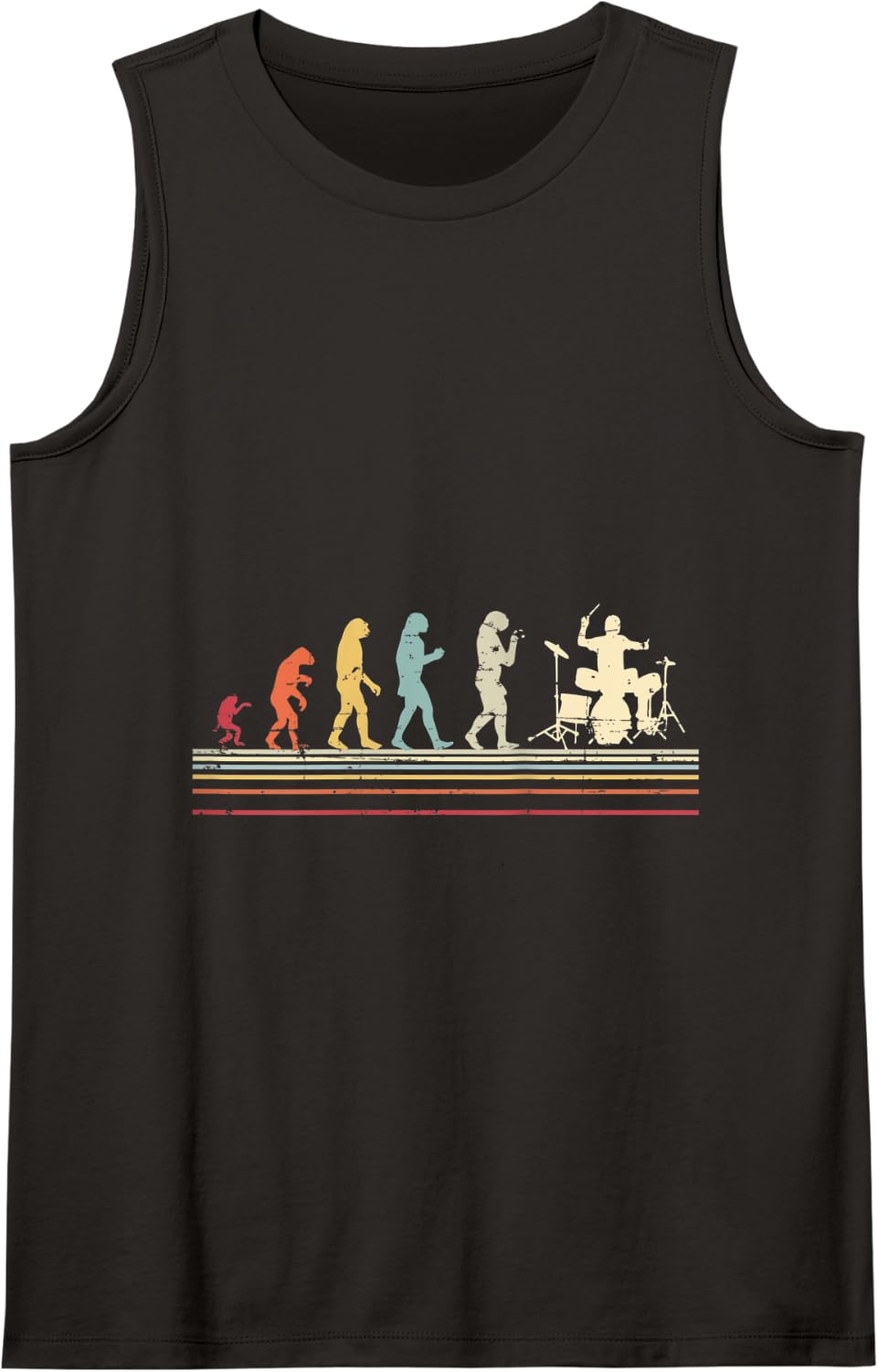 Vintage Style Drums Evolution Design Drummer Tank Top - Black