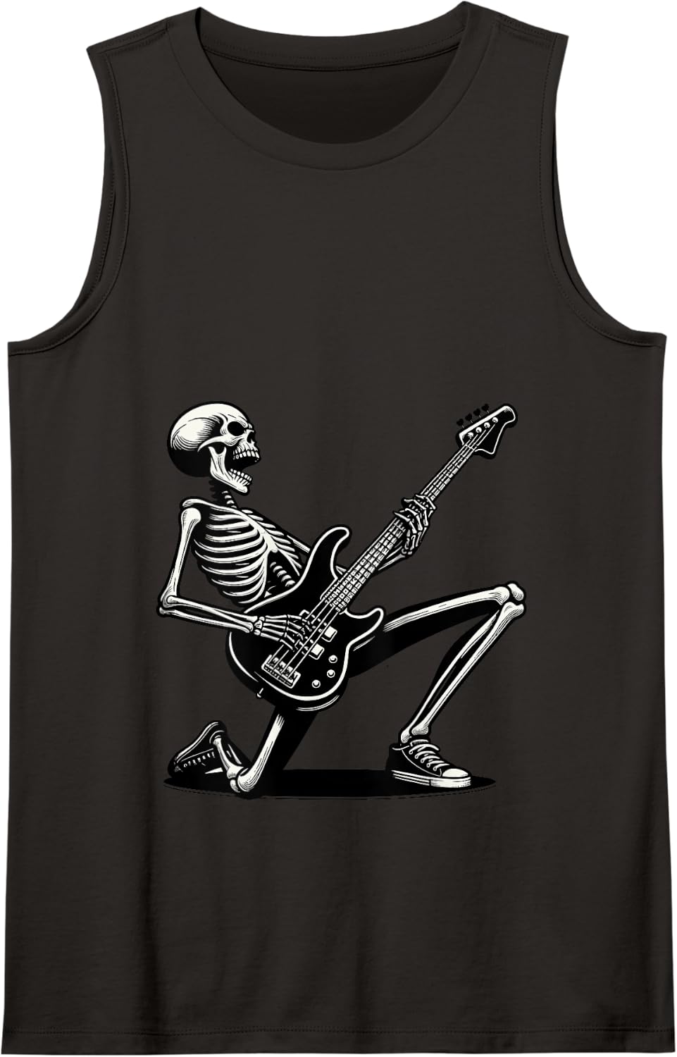 Skeleton Playing Guitar Music Lover Rock And Roll Band Tank Top - Black