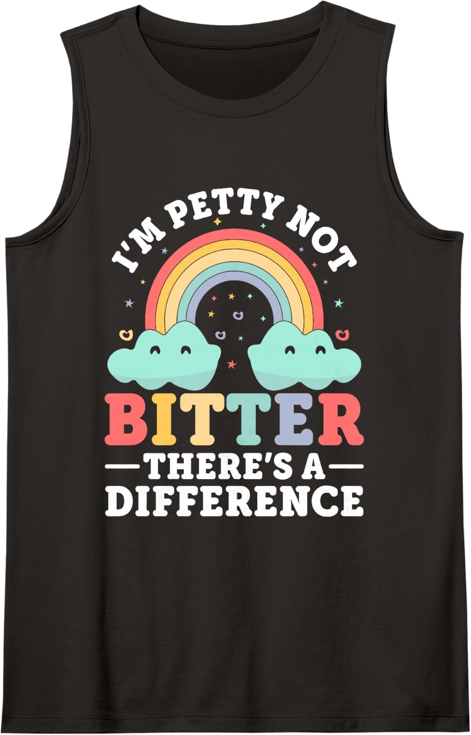 Funny Petty Rainbow Sleeveless Tank Top - Black