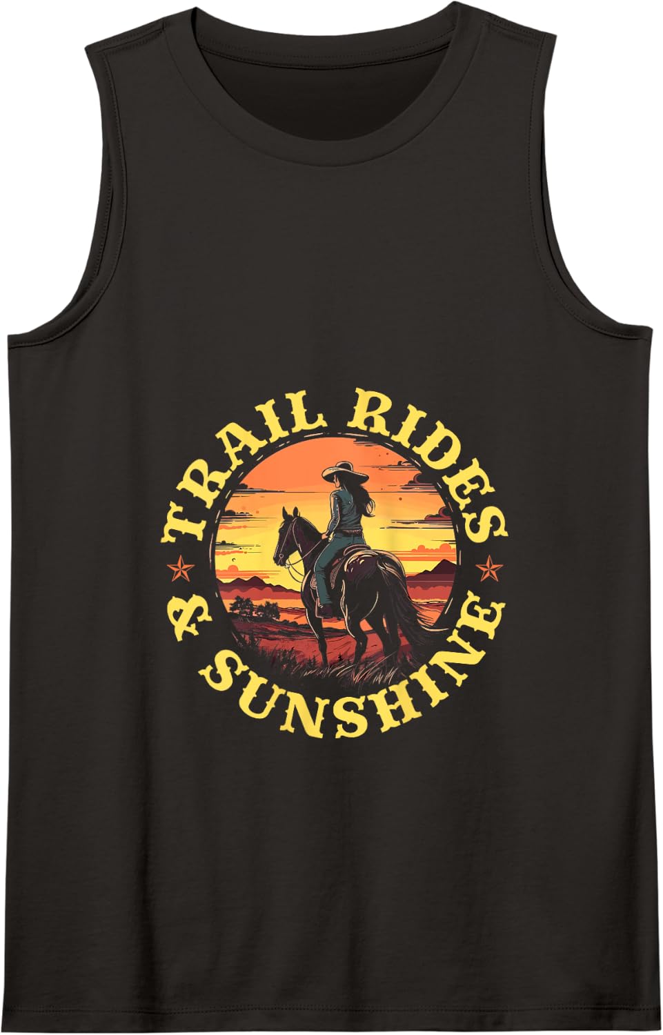 Country Trail Rides and Sunshine, Horse Riding Cowgirl Tank Top - Black