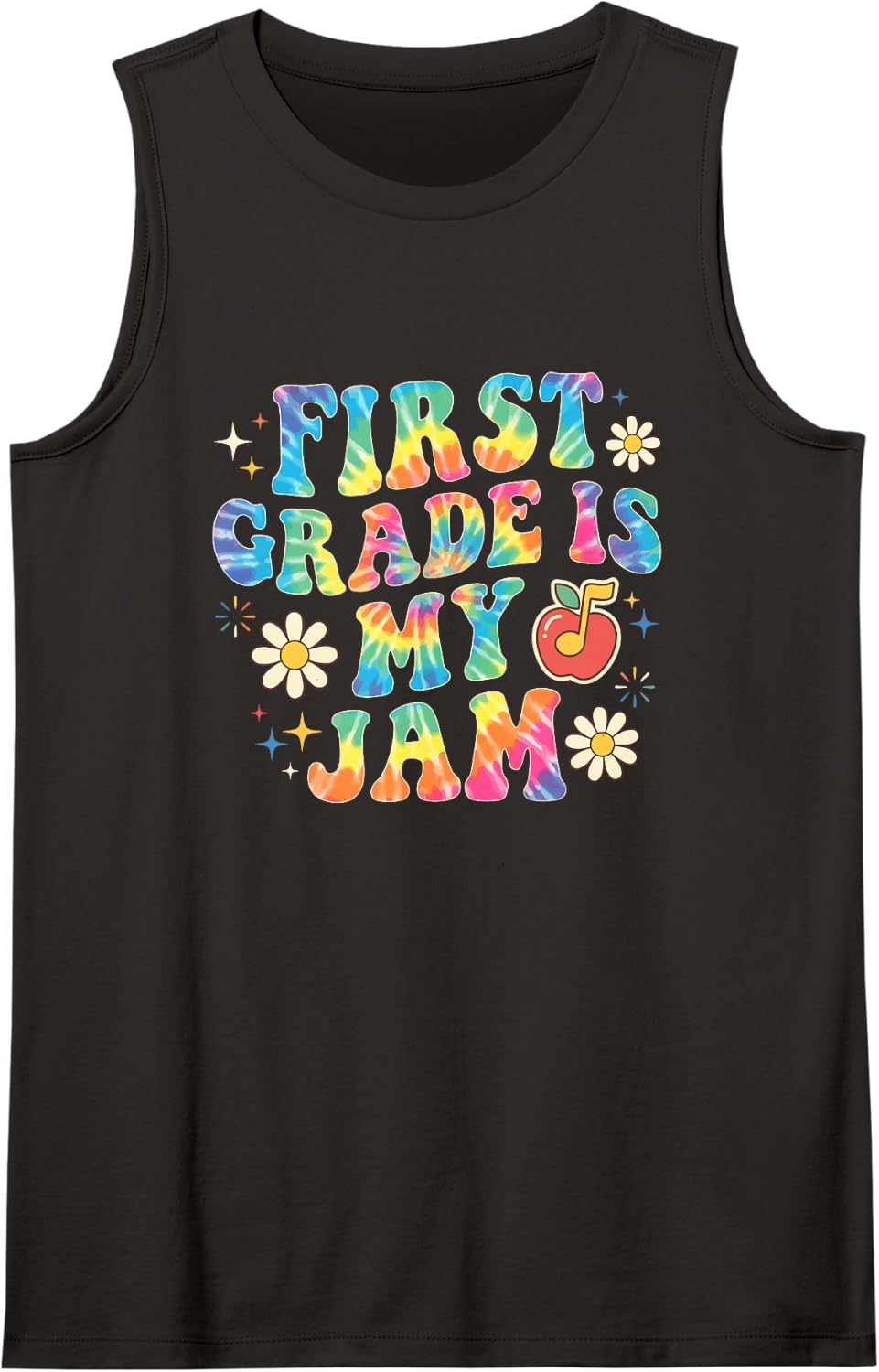 First Grade Teacher Jam Educator Sleeveless Tank Top - Black