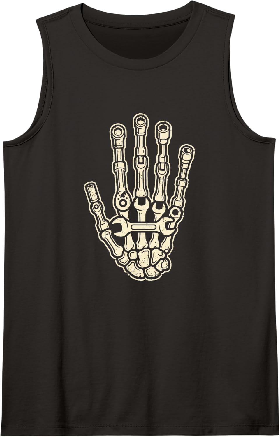 Wrench Socket Hand Bones Vintage Garage Mechanic Car Lover Sleeveless Tank Top - Black