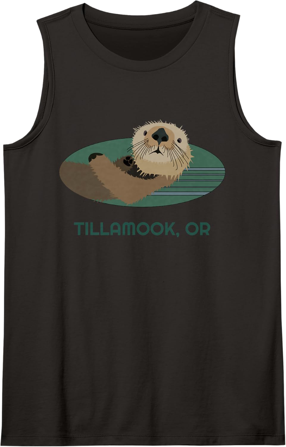 Cute Otter Tillamook, Oregon Coast Fisherman Tank Top - Black