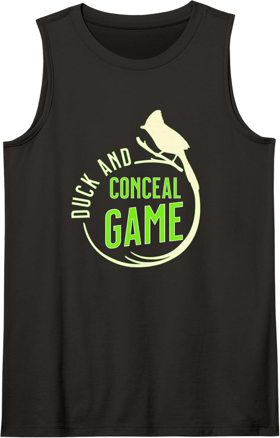 Duck and Conceal Game Strategy Bird Humor Graphic Vibes Sleeveless Tank Top - Black