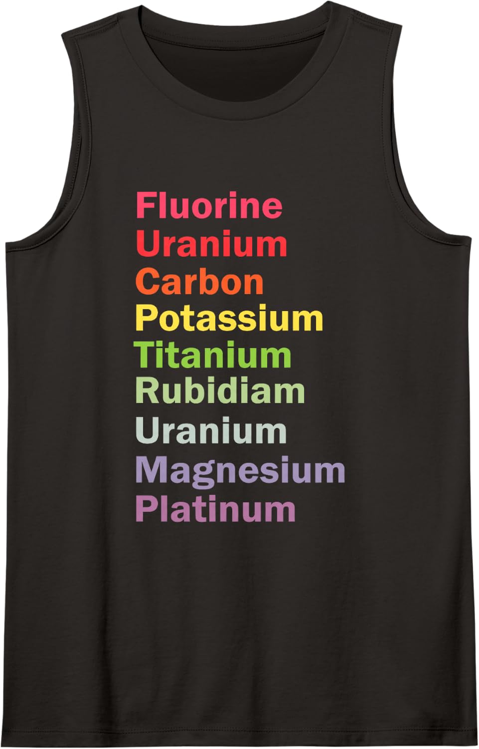 Periodic Table Elements Political Fluorine Uranium Potassium Sleeveless Tank Top - Black
