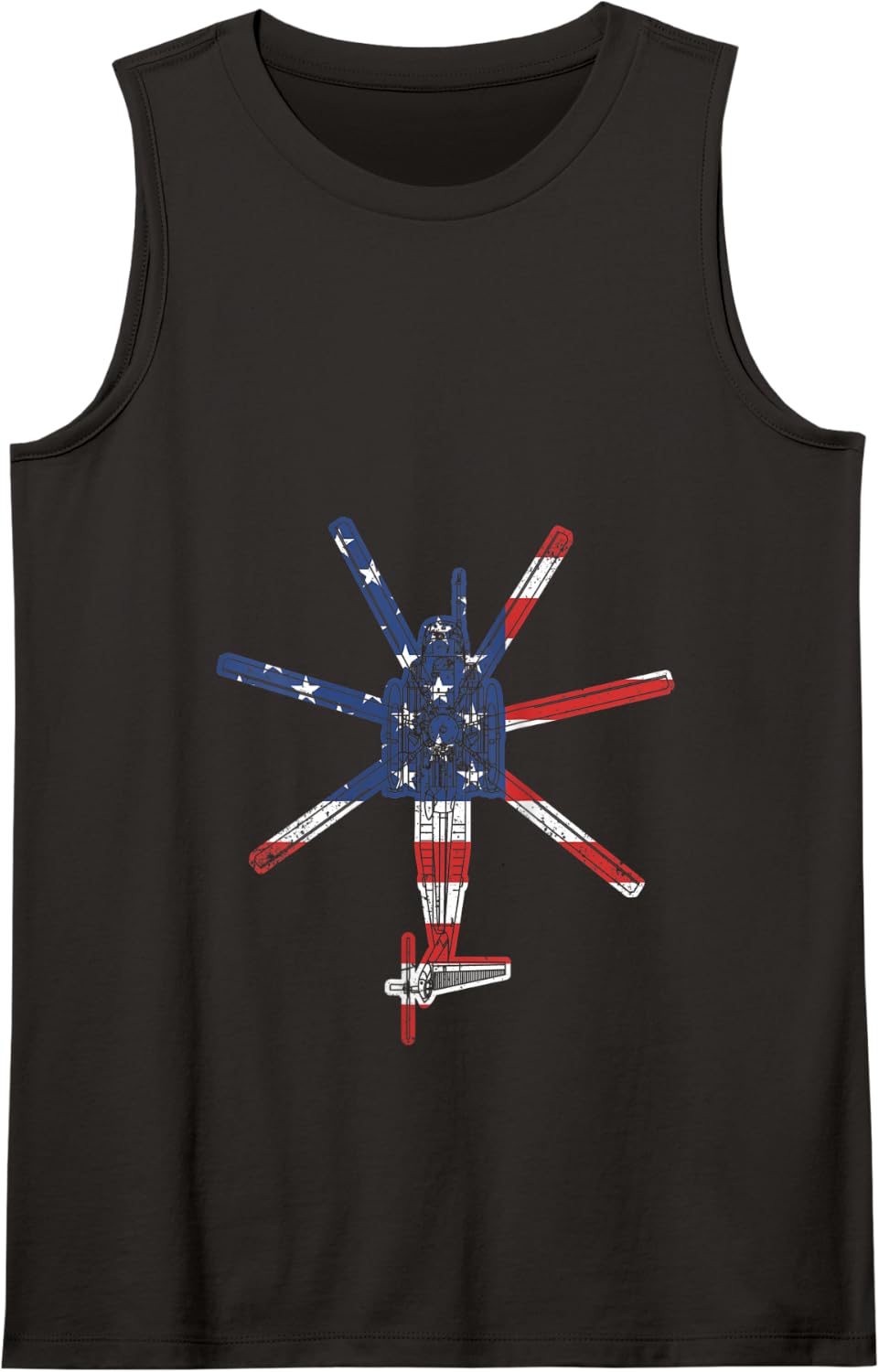 Super Stallion American Flag Military Helicopter CH53 Tank Top - Black