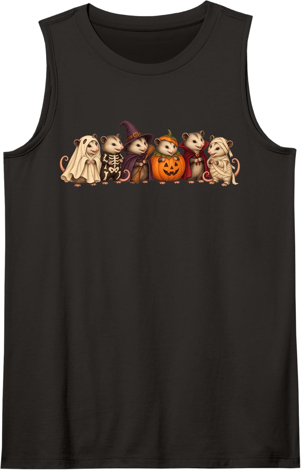 Cute Opossum Possum Halloween Sleeveless Tank Top - Black