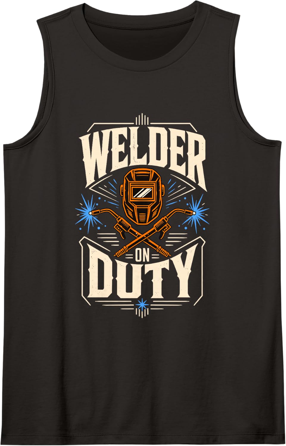 Welder Duty Mask Torches Sparks Metalwork Tank Top - Black