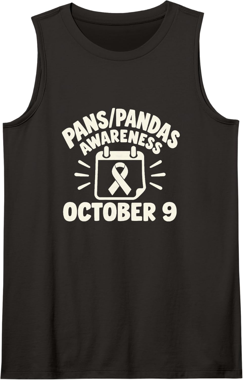 Pans Pandas October 9 Awareness Calendar Silhouette Sleeveless Tank Top - Black